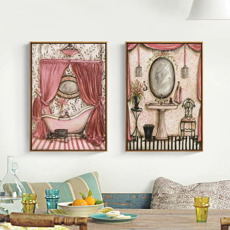 

European Style Bathroom Wall Decoration Painting Printed On Canvas Living Room Wall Art Poster Modular Pictures for Home Design