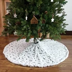 Белая юбка для рождественской елки, фартук с бронзовыми перьями, украшения для елки, юбка для елки, новогодние 2022, рождественские украшения для дома Юбка White Christmas Tree