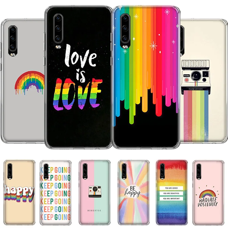 

INS Rainbows Color Phone Case For Huawei P50 P40 P30 P20 P10 Pro Mate 40 30 20 10 Pro Lite Cover Soft Coque TPU