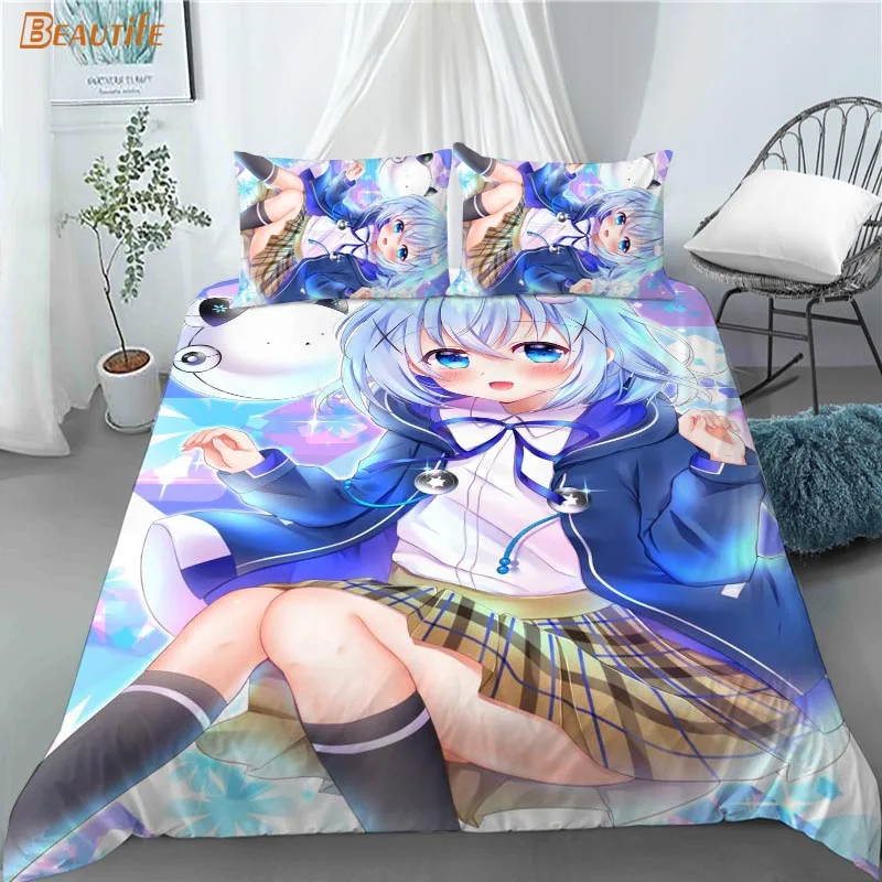 

Kafuu Chino Gochuumon Wa Usagi Desu Ka 1 Duvet Cover 2 Pillowcases Polyester Fabric Bedding Set Family Set Duvet Cover Set 10-27