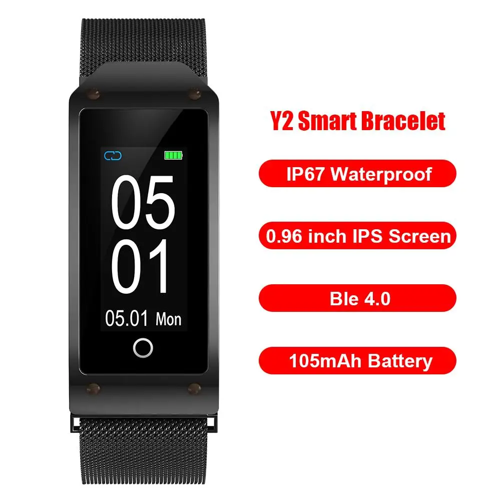 

Умные часы Y2, телефон с шагомером, дисплей времени IP67, браслет, совместимый с Android 4,4 и выше