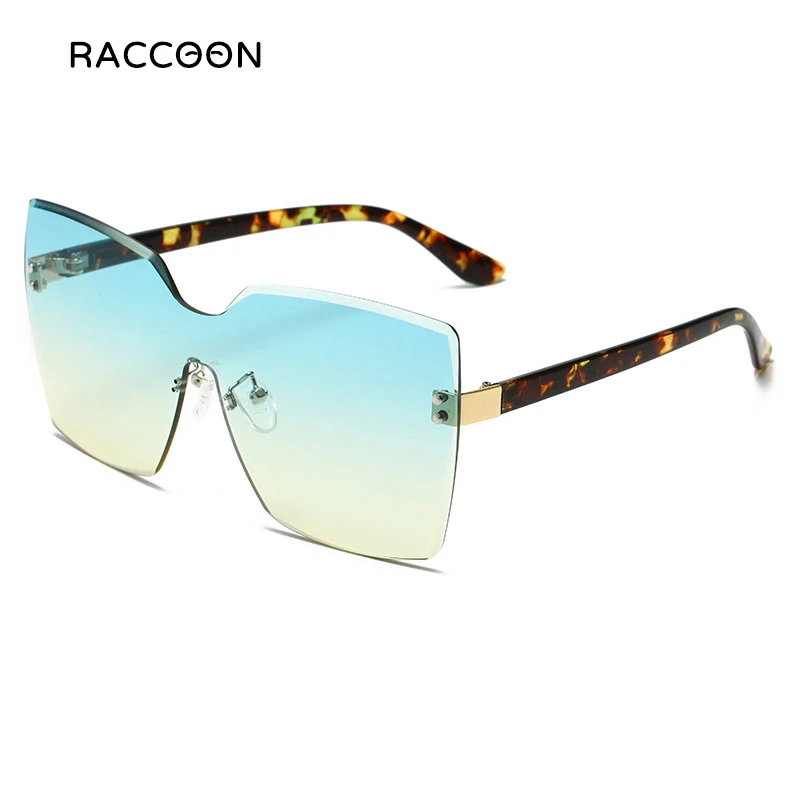 

One Piece Rimless Square Sunglasses Women Gradient Oversized Shades Large Frame Sun Glasses Female Mens Designer Eyewear Uv400