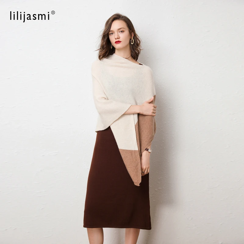 Повседневный свободный кашемировый шерстяной свитер 70*70 цветной лоскутный плащ