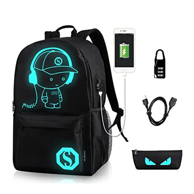 Style 2 Школьный рюкзак, 3D светящийся анимационный USB зарядка, школьный рюкзак для мальчиков-подростков, Противоугонный Детский рюкзак, школьные сумки - Цвет: Style 2