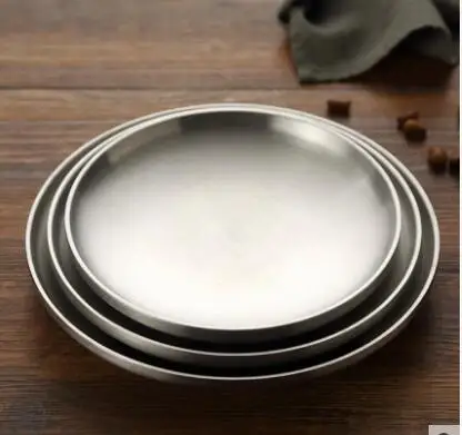

Домашняя двойная Изолированная пластина из нержавеющей стали, плоская Нижняя пластина, тарелка для барбекю, плоская тарелка