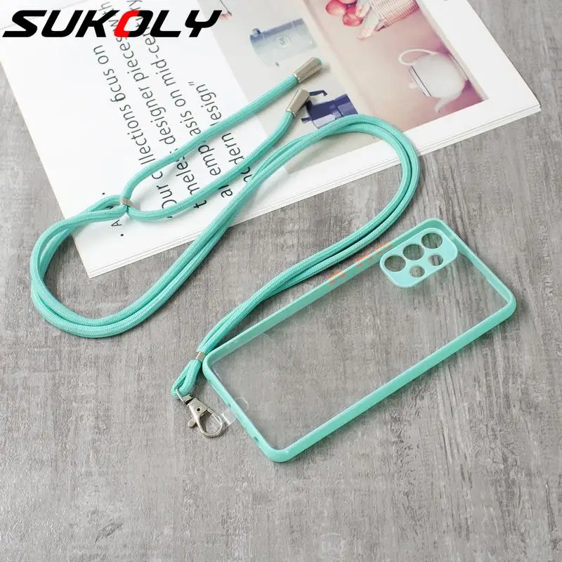 

Necklace Lanyard Clear Case For Xiaomi Redmi Note 10 9 s 8 Pro 9T Mi 11 Poco X3 Pro F3 M3 Strap Cord Chain Soft Silicone Cover