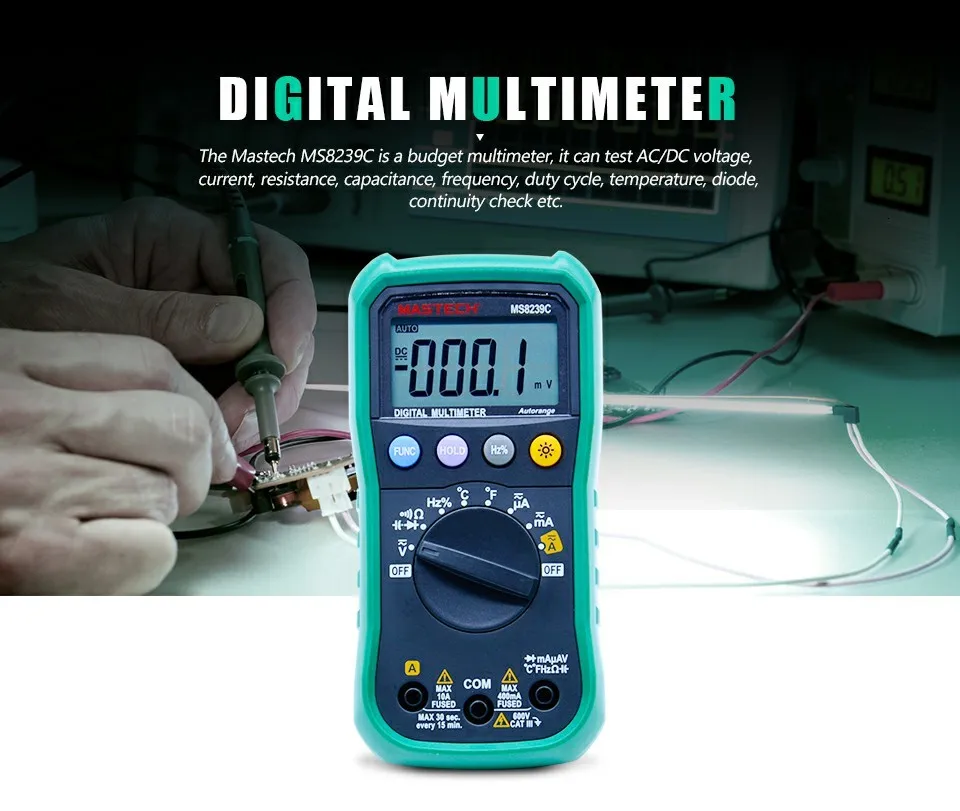 MASTECH MS8239C цифровой мультиметр AC DC Напряжение Ток Емкость Частота Температура Тестер Авто диапазон ручной 3 3/4