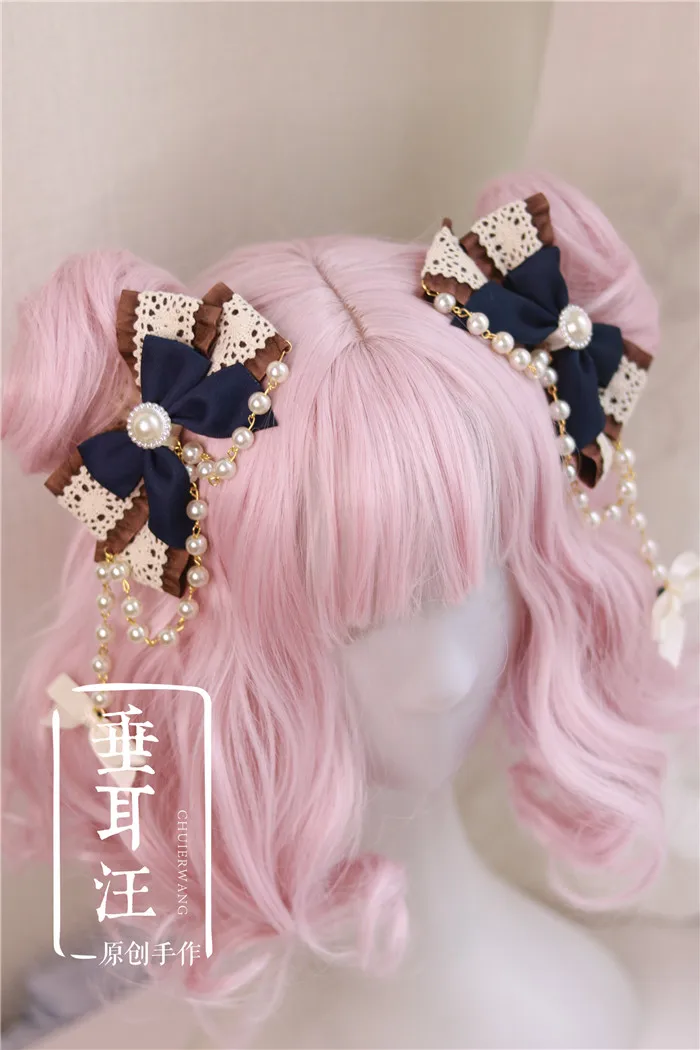 

Аксессуары для волос lolita для повседневной носки, мягкая двухцветная шпилька для волос с бусинами и цепочкой, Шпилька для волос с жемчугом и ...