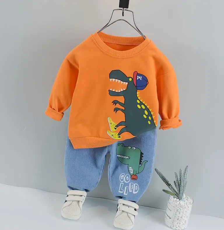 

Korean Children Suits baby boys cartoon hoodie tops pants two piece sets casual tracksuit Toddler Cotton Costume Kids clothing