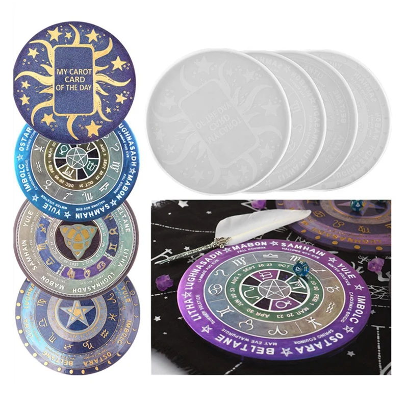 4 шт. маятник коврик Астрология Знак доска эпоксидная смола форма и 1 набор