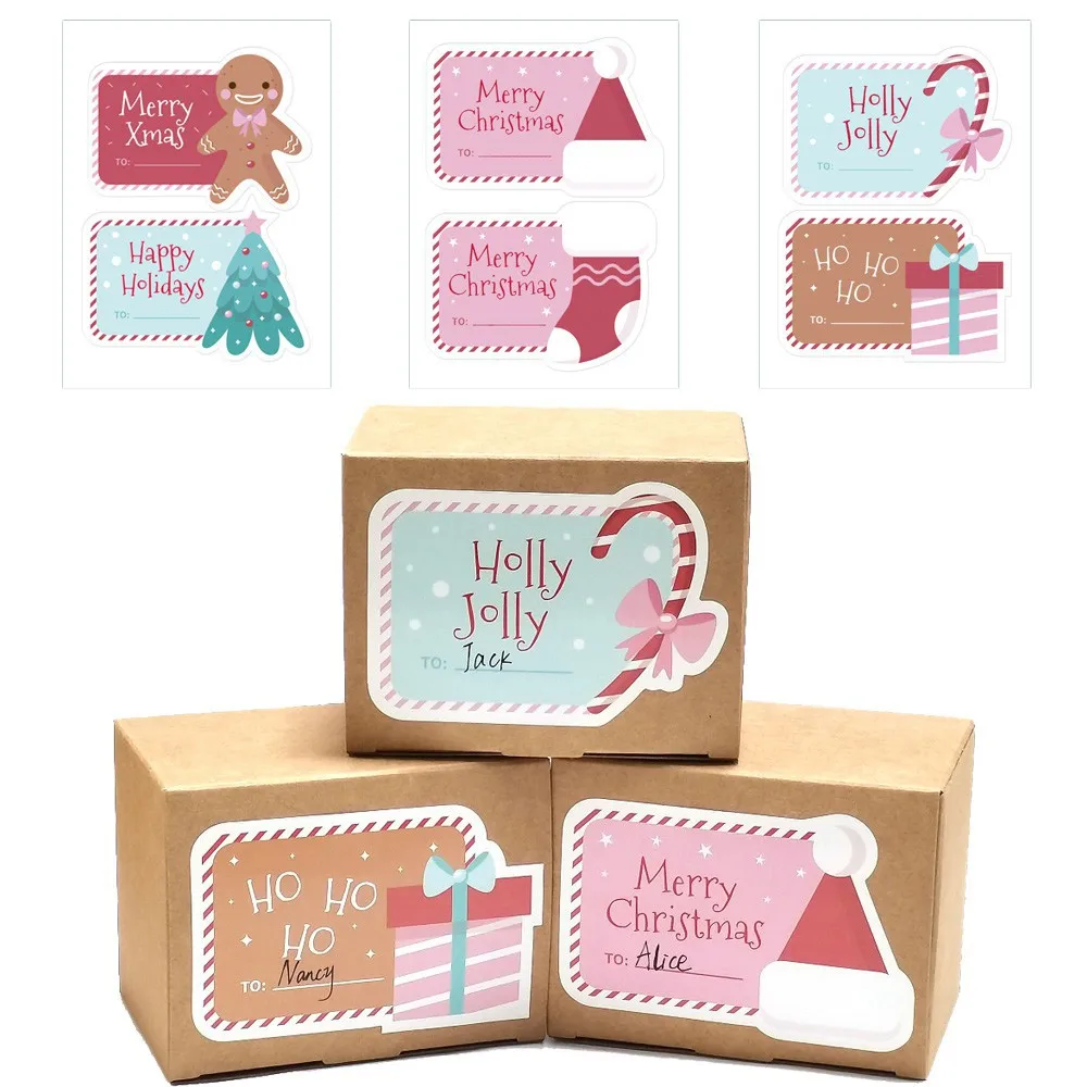 10-40Pcs 12.5x9cm Merry Christmas Stickers Fashion Cartoon Cute Labels For Gift Decorative Package Wrapping Gift Box