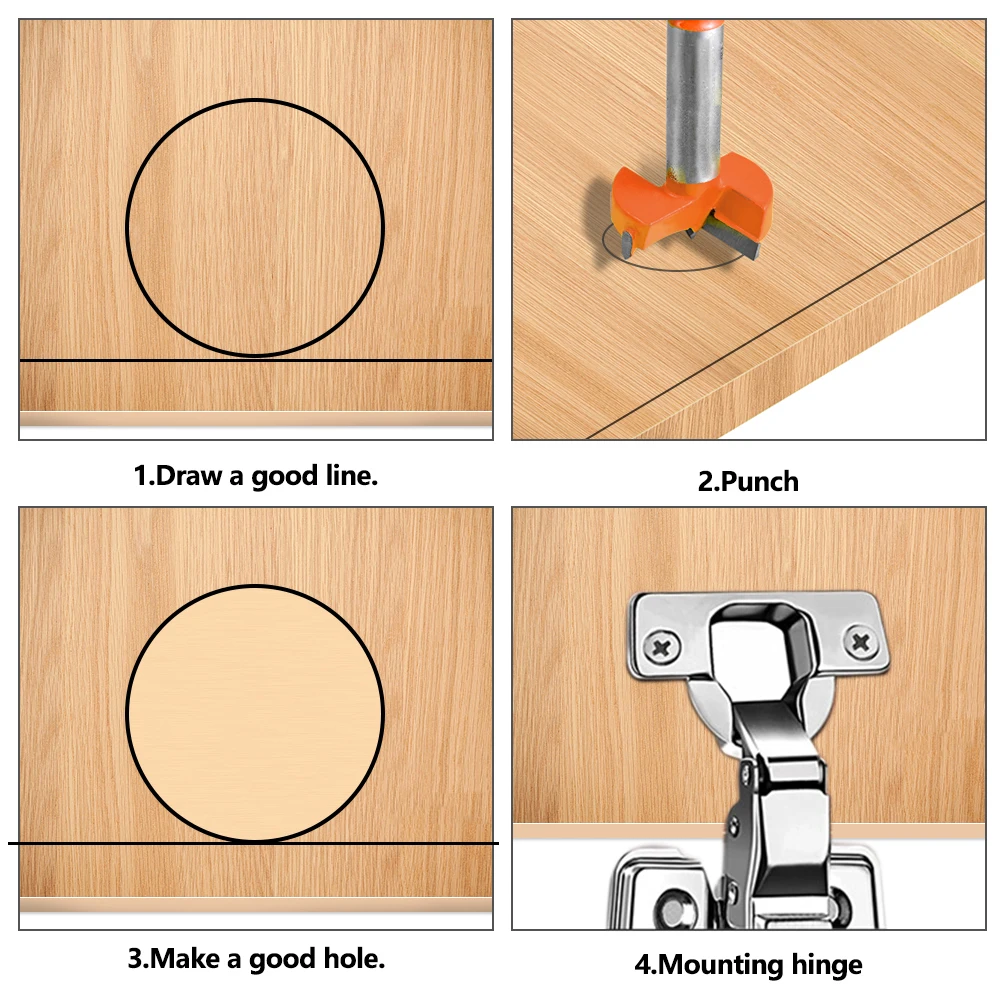 

35mm Cup Style Hinge Jig Boring Hole Drill Guide Locator Jig Drill Bits Woodworking Door Hole Opener Cabinet Accessories Tool