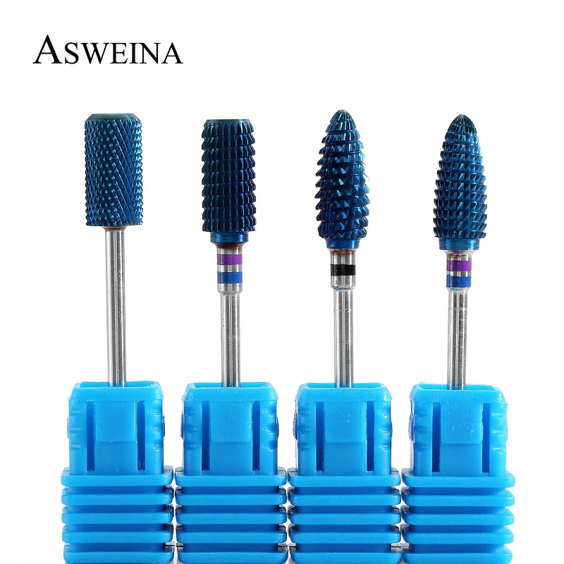 ASWEINA 1 шт. синие карбидные сверла для ногтей пилки фрезеровочный резак