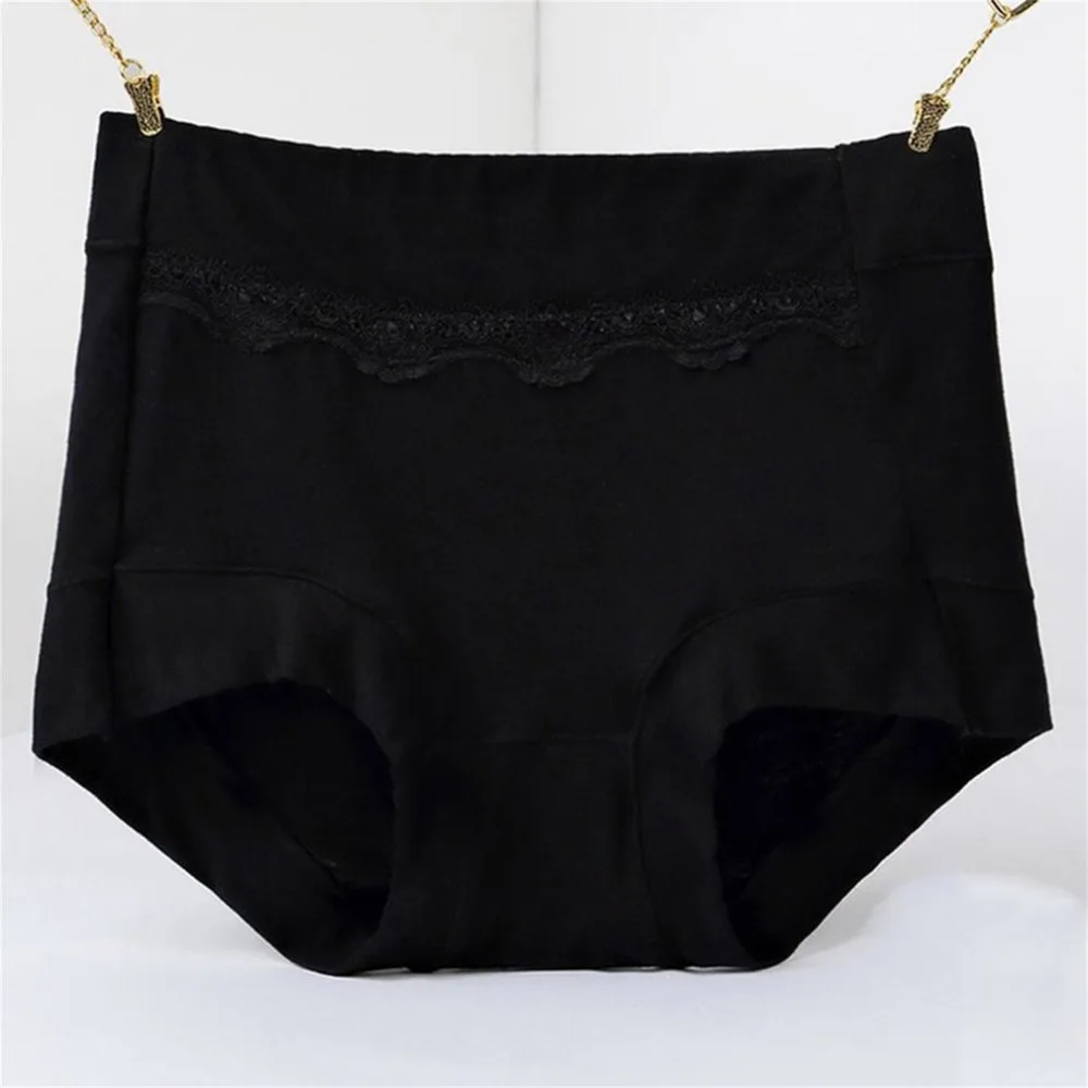 Женские бесшовные трусики из модала дышащие кружевные с высокой талией и один