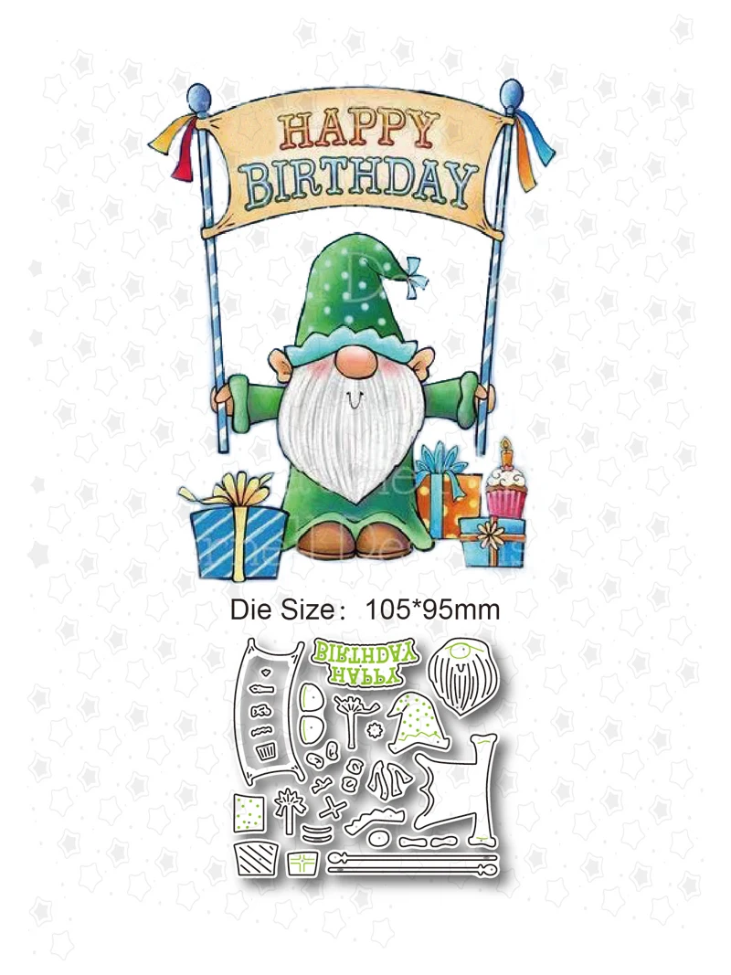 

Happy birthday metal cutting mold dwarf dwarf died of novice scrapbook decoration layered template stamp craft supplies new 2021