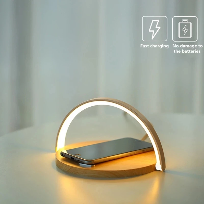 

10W Qi Fast Wireless Charger Table Night Lamp For iPhone X XR XS Mobile Phone Charging Holder Night Light Pad Phone Stand