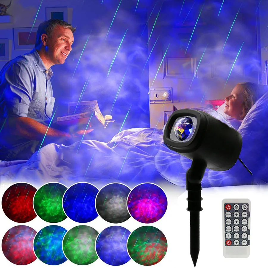 2 в 1 Воды Океана Волна Рождество лазерный проектор светильник с пультом