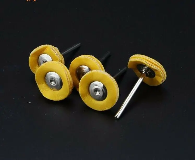 

2Pcs 25mm Leather wheel Polishing Buffing 3mm Shank Rotary Tool for yello