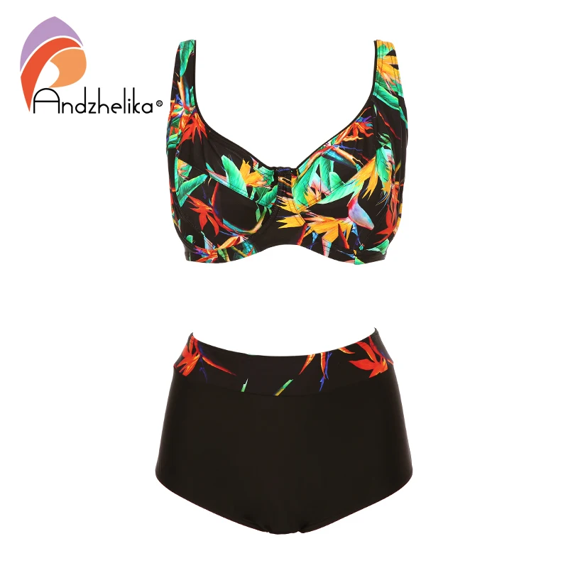 Женский купальник бикини Andzhelika с высокой талией глубокой мягкой чашкой