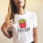 Футболки Harajuku Kawai, летние модные наряды Tumblr, женская футболка с рисунком картофеля фри