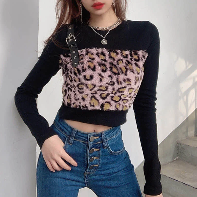 

2021 Summer Spring Autumn Casual Long Sleeve Korean Punk Sweatshirt Shirts for Women Goth BM Style Sexy Vintage Patchwork Top