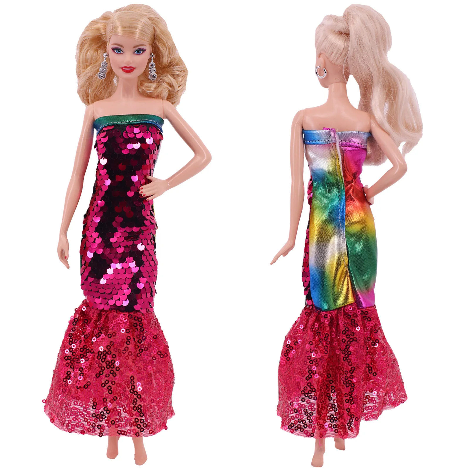 Одежда для куклы Barbiees, короткая и длинная юбка рыбий хвост с блестками ...