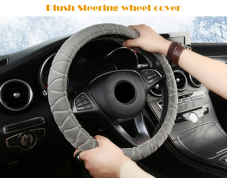 Зимняя плюшевая крышка рулевого колеса для Polo sedan Golf 3 4 5 6 7 Jetta Passat Touran Touareg Phaeton Scirocco автомобильные аксессуары