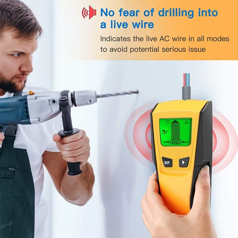 

3-in-1 electronic stud sensor wall scanner with battery LCD display for AC line detection of wooden metal studs