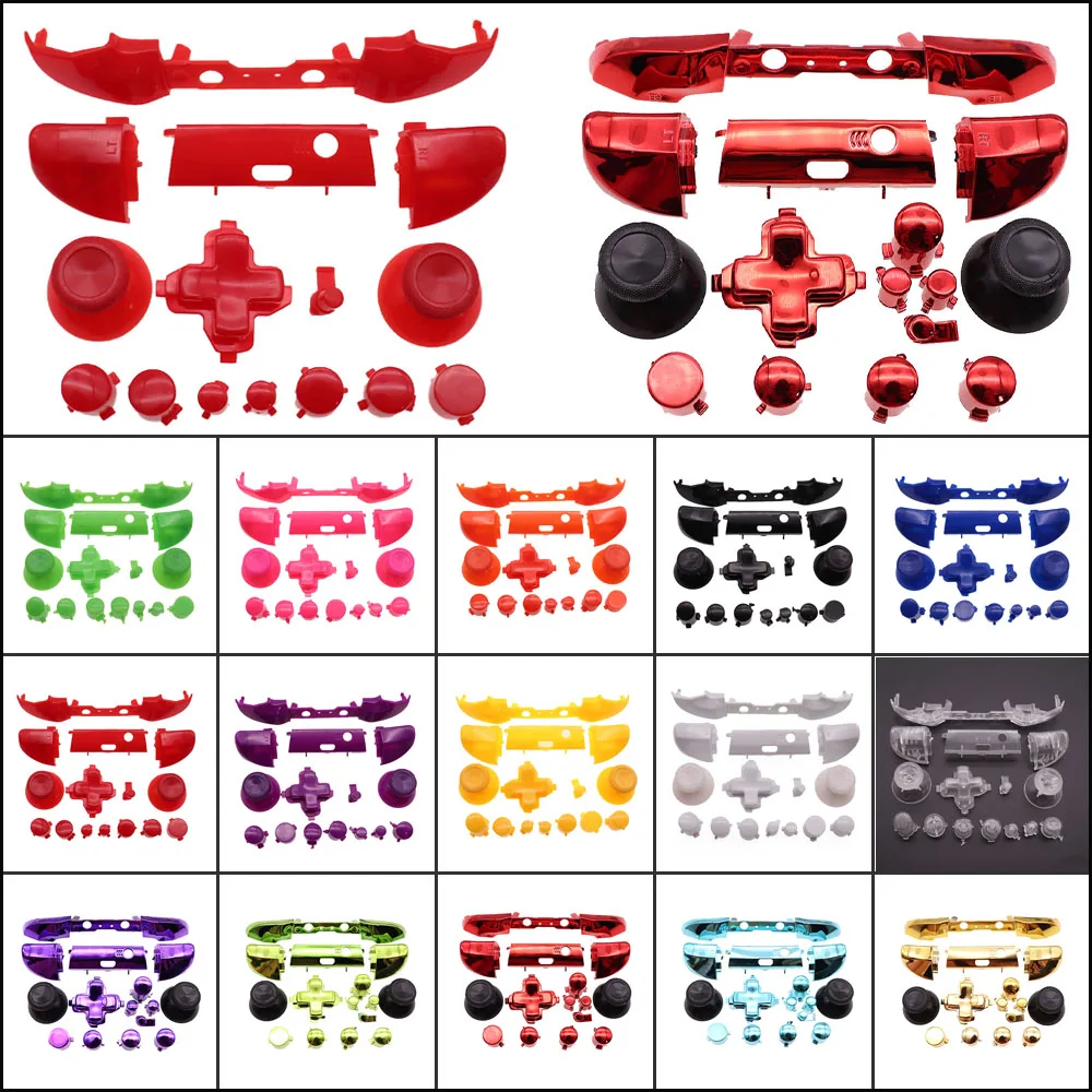 

Plastic/Chrome Full Set RB LB Bumper RT LT Trigger Buttons Mod Kit For Xbox One S Slim Controller Analog Stick Dpad