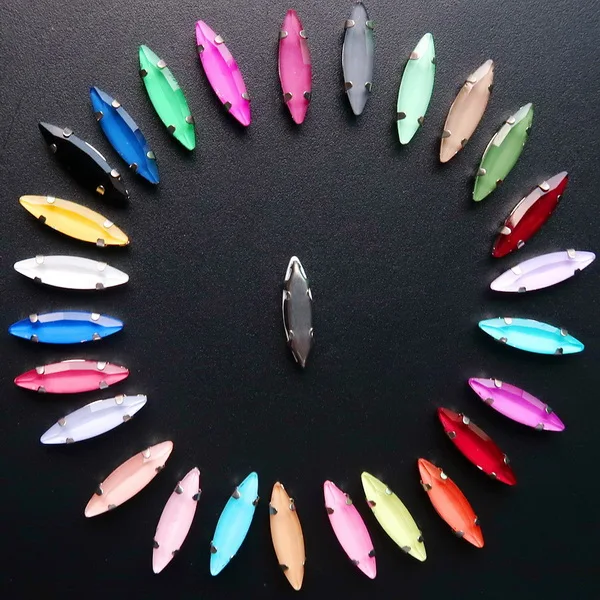 A26 colors mix Серебряная цепь коготь настройки 50 шт./упак. 4*15 мм желейные конфеты стекло с украшением в виде кристаллов Наветт Маркиза Форма пришить стразы кристаллы одежды «сделай сам» - Цвет: A26 colors mix