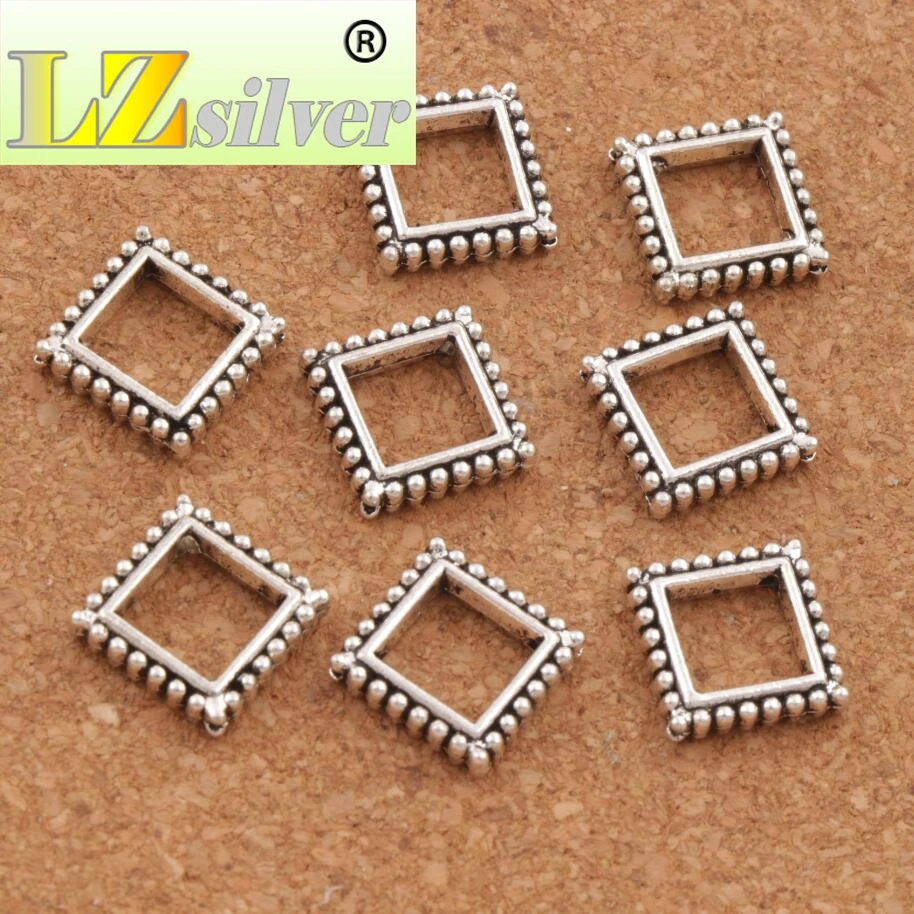 Open Dots Rim Square Bead Frame Charm Beads 12.9x12.9mm 150pcs zinc alloy Pendants Jewelry DIY L753