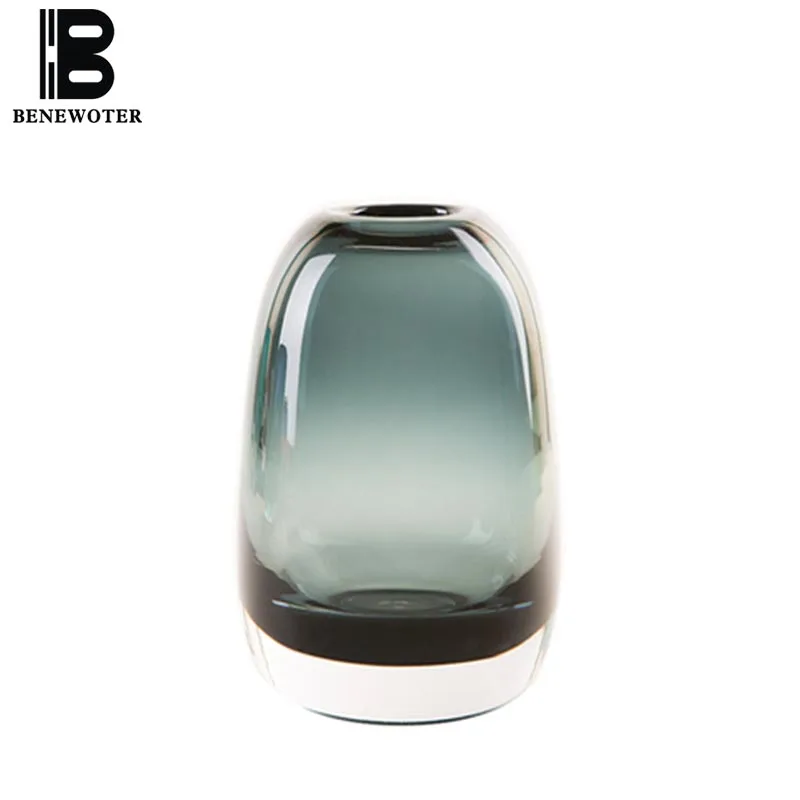 

Thicken Art Color Glass Vase Transparent Flower Pot Hydroponic Plant Planter Crafts Home Decoration Ornament Wedding Flower Vase
