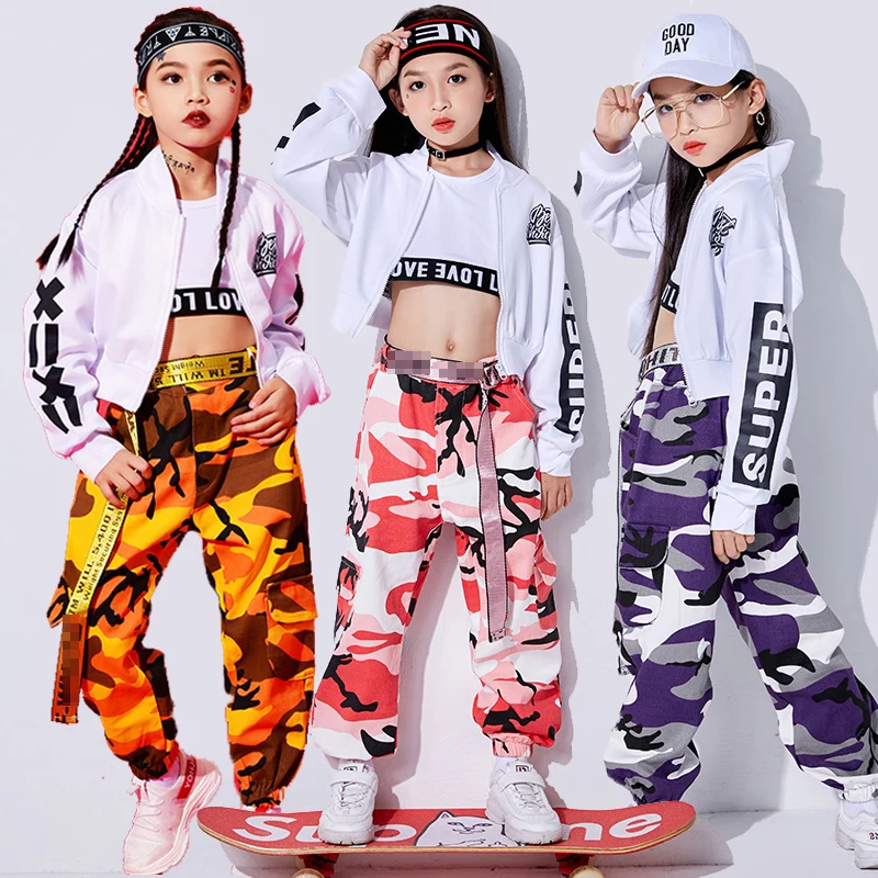 

2021 New Jazz Dance Costumes Kids Hip Hop Performance Clothing Girls Street Dance Practice Clothes Rave Stage Outfits 3 Pcs Set