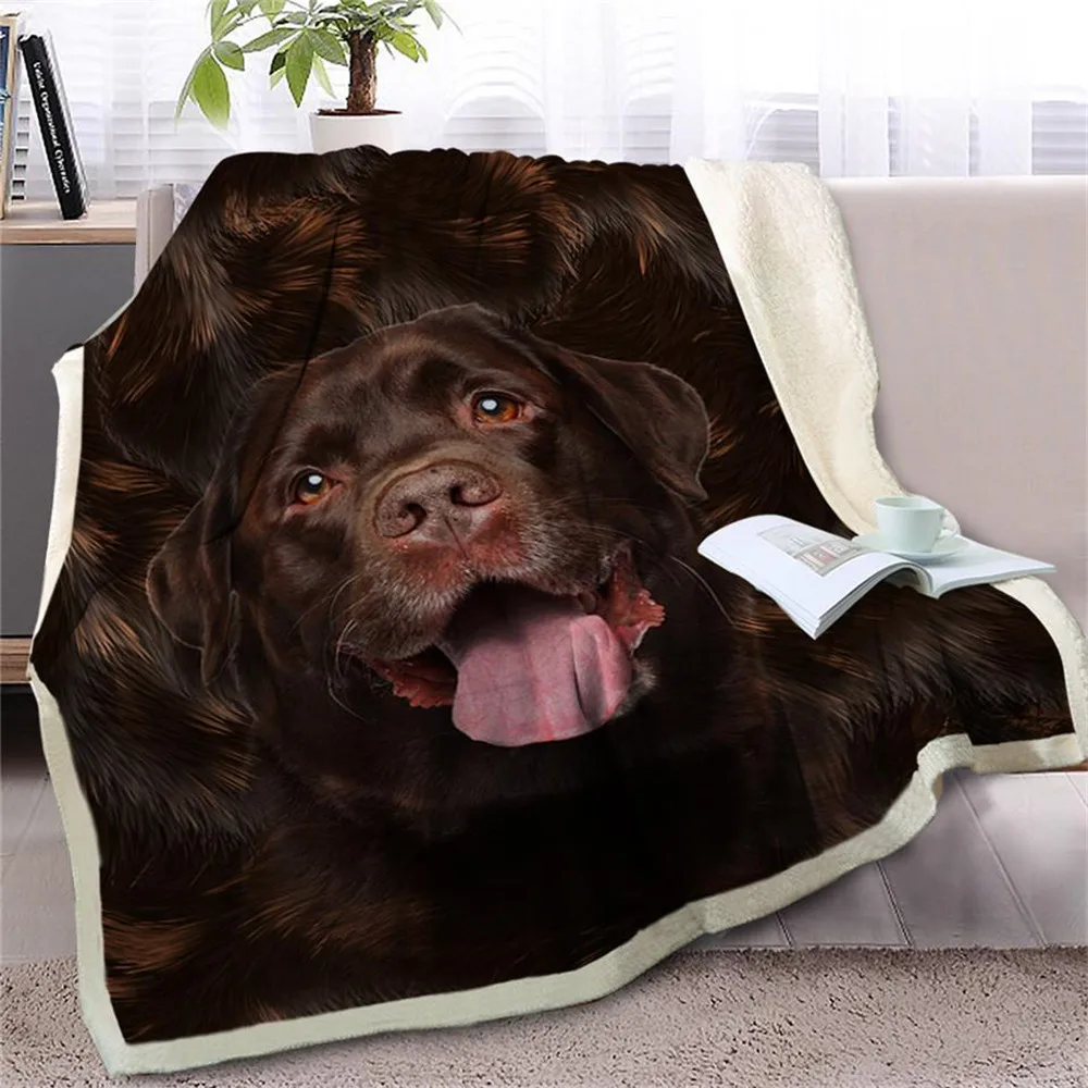

CLOOCL Animals Blankets 3D Graphic Animal Dogs Golden Retriever Double Layer Blanket Pets Plush Quilt Office Nap Car Blanket