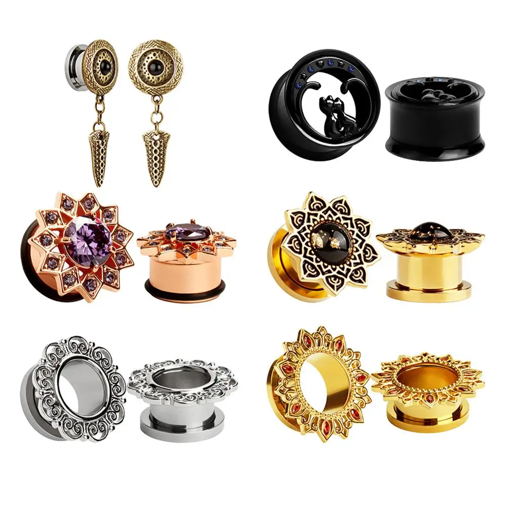 Распродажа пар текстурных ушных датчиков из нержавеющей стали 316L пробки для