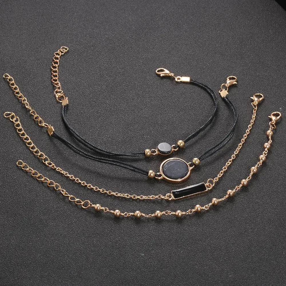 4 шт./компл. богемные круглые черные кристаллы геометрические бусины браслеты для