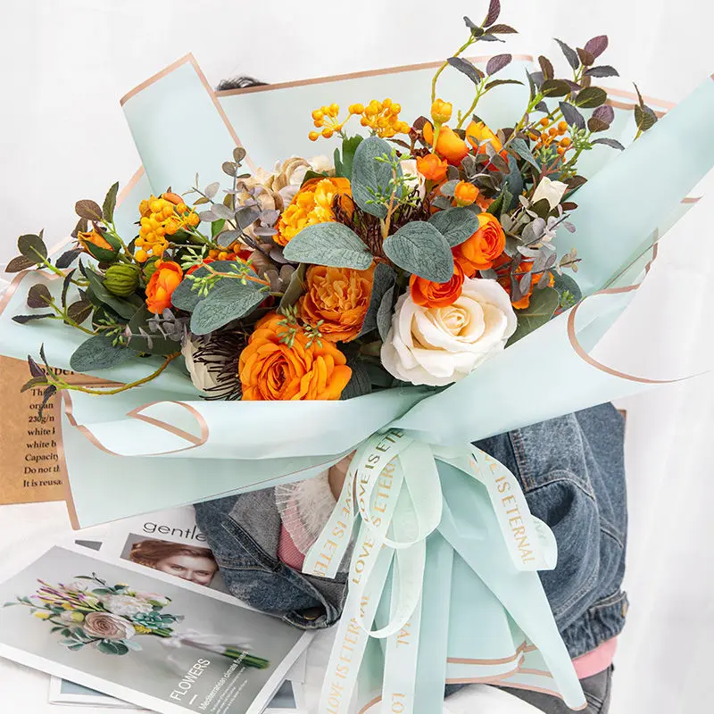 20 шт./лот оберточная бумага с золотыми краями в виде роз полупрозрачная