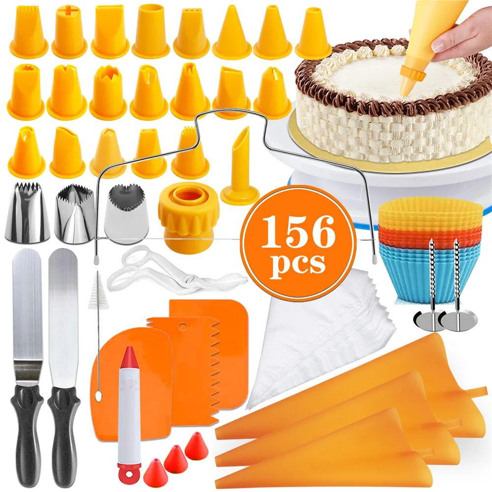 

156 PCS торт проигрыватель комплект Многофункциональный Набор для украшения тортов Кондитерские трубка Fondant (сахарная) партия Кухня десерт дл...