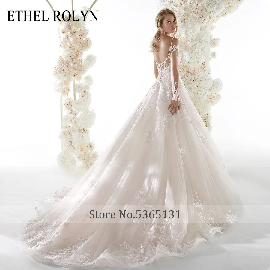 Свадебное платье принцессы ETHEL ROLYN на тонких бретелях с рукавами сексуальное