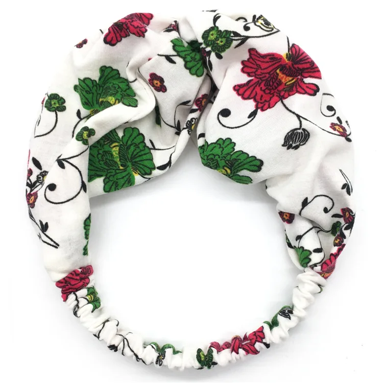

2021 Autumn and Winter Hair Band Printing Women's Cross Knot Hair Band Fabric Headband Elastic Hair Accessories Wholesale