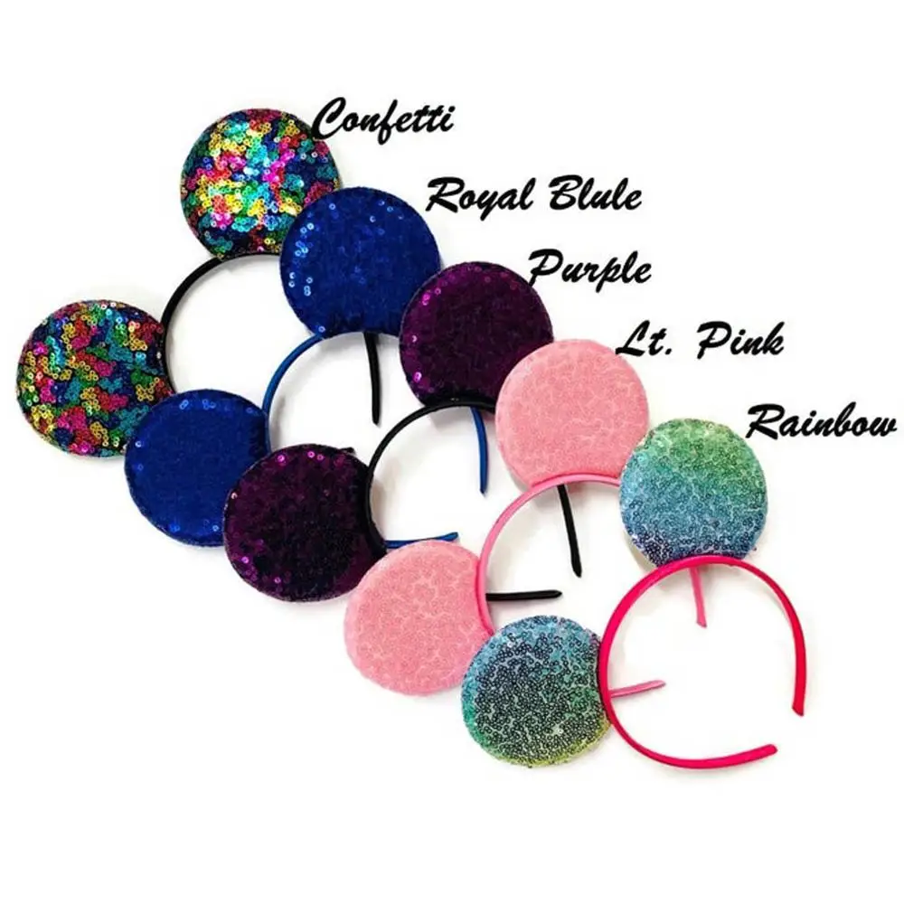

Rainbow Headband 2023 New Mouse Ears Winter Festival DIY Hair Accessories Headwear Sequins Hair Bow Hairband For Girls Women