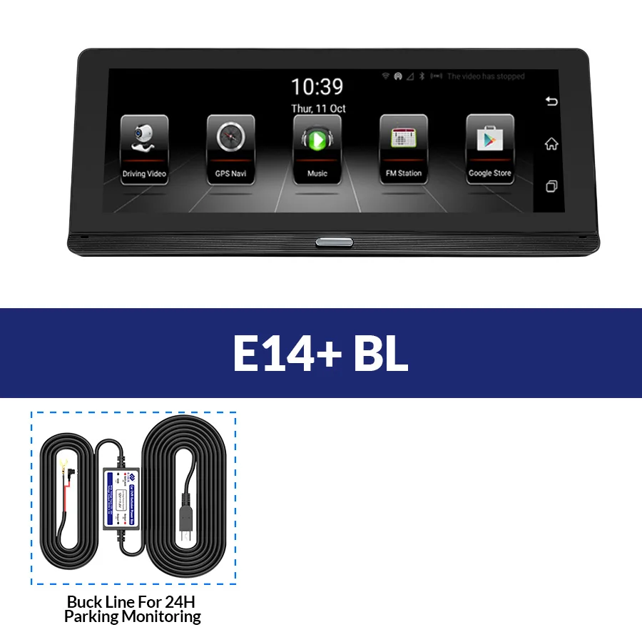 E14-BL E-ACE E14 Автомобильные видеорегистраторы 4G Android 8,0 дюймов видеорегистратор 1080P видео рекордер gps навигация ADAS Dashcam с камерой заднего вида авто Dvr - Название цвета: E14-BL