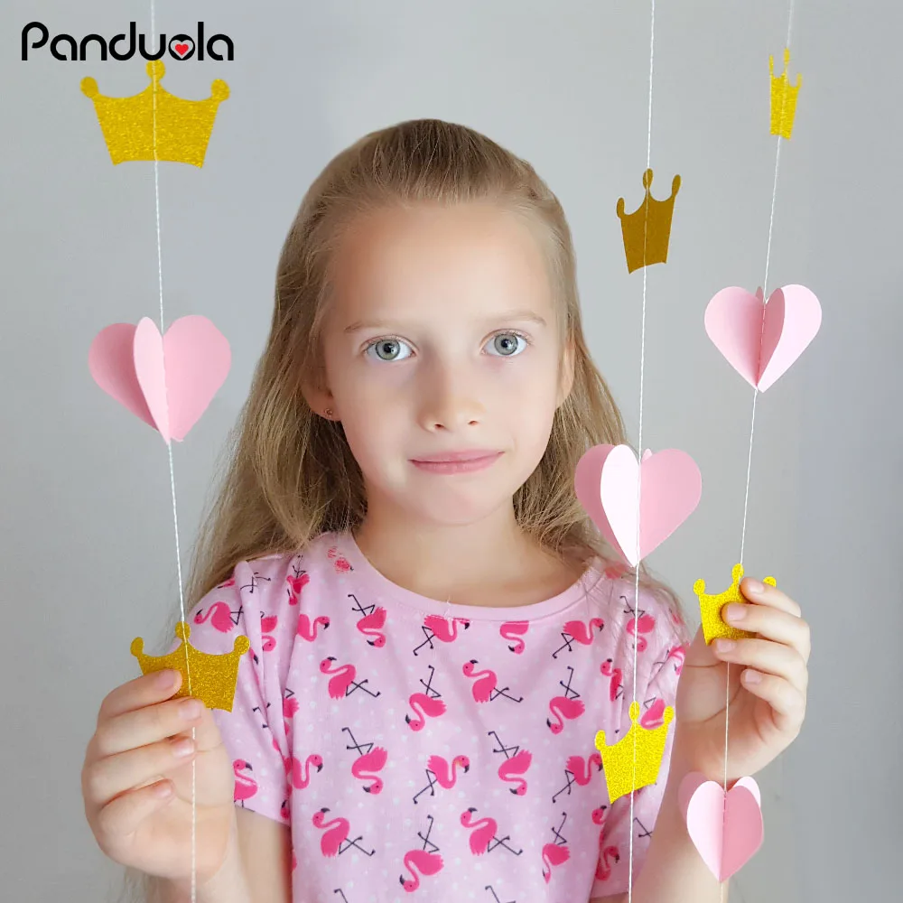 22 шт./лот 2 м розовое золото блестящая бумага в форме сердца гирлянда баннер для