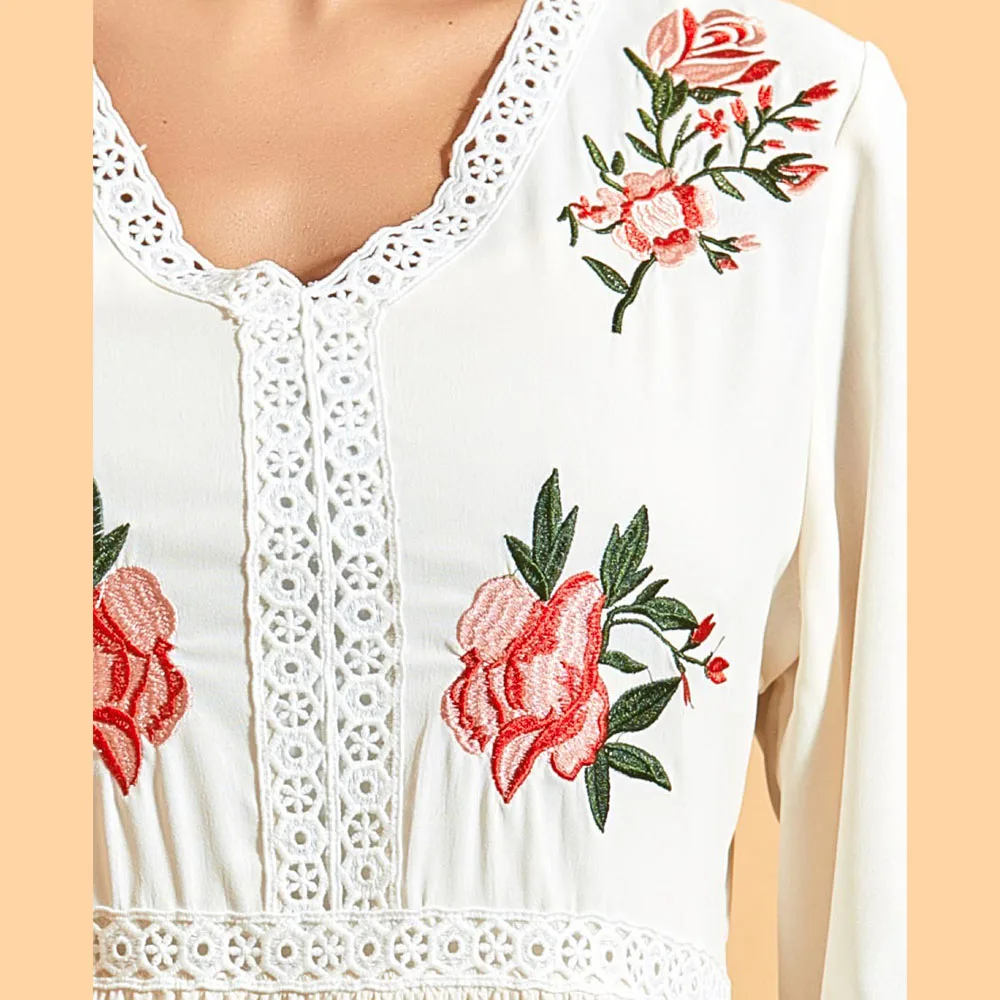 Siskakia/длинное платье в стиле пэчворк с кружевной отделкой богемное вышивкой