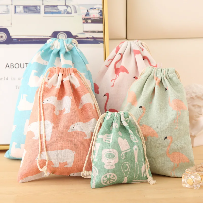 

Storage Organizer Clothes Bag Cotton Linen Portable Drawstring Bags Makeup Travel Pouch Jewelry Cosmetic Case Wedding Treat Bag
