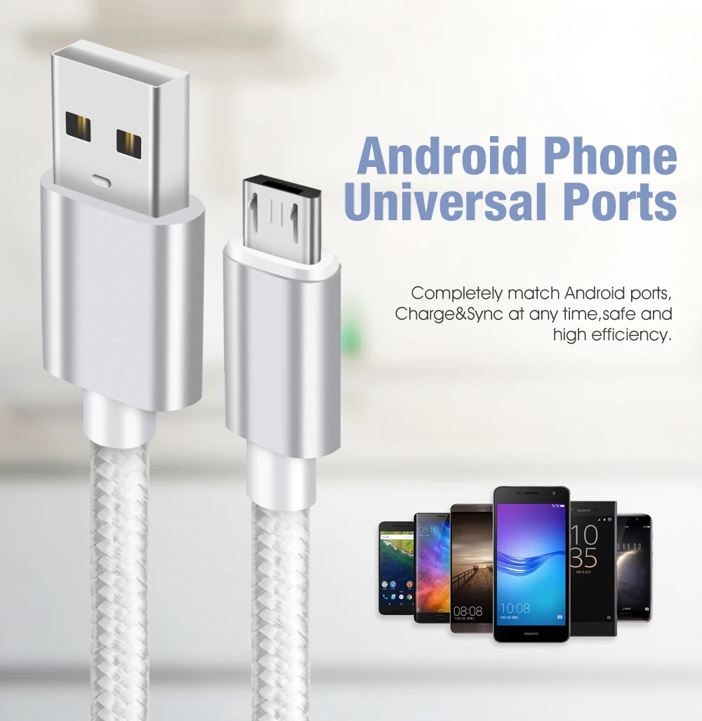 2A нейлоновый Micro USB кабель для быстрой зарядки USB кабель для передачи данных для samsung Vivo LG lenovo Tablet Android мобильный телефон usb зарядный шнур