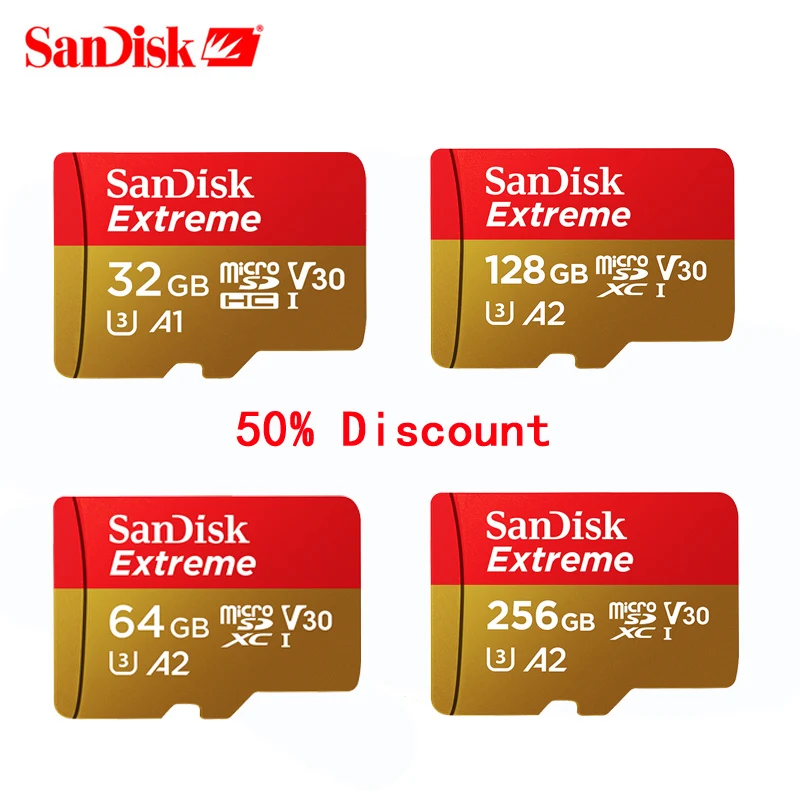 Карта памяти SanDisk Extreme Micro SD 256 ГБ 128 карта UHS I SDHC SDXC U3 V30 32 64 TF для смартфона камеры