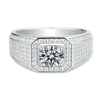 mens 1 carat real moissanite ring sterling silver s925 full diamonds rings for men wedding fine jewelry gra certification