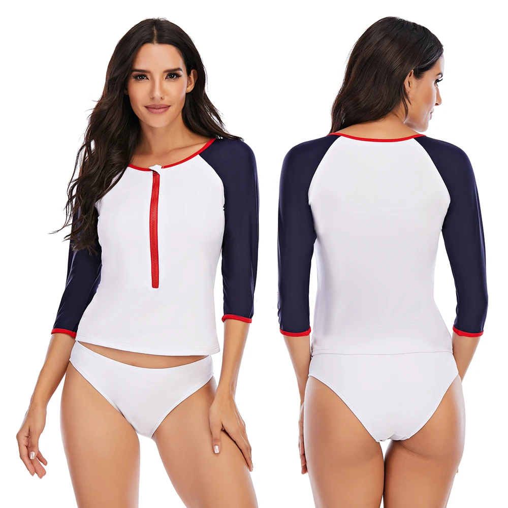 Женский раздельный купальник rashguard из двух предметов с длинным рукавом и защитой