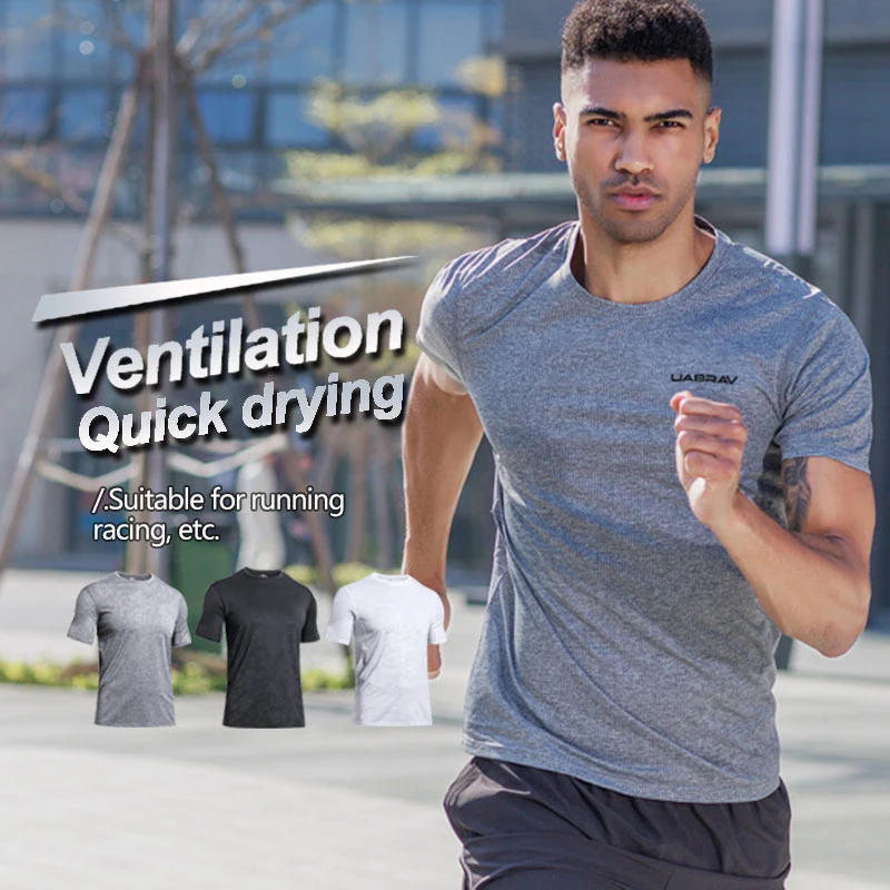 Мужские футболки для бега и тренировок быстросохнущая Спортивная одежда на